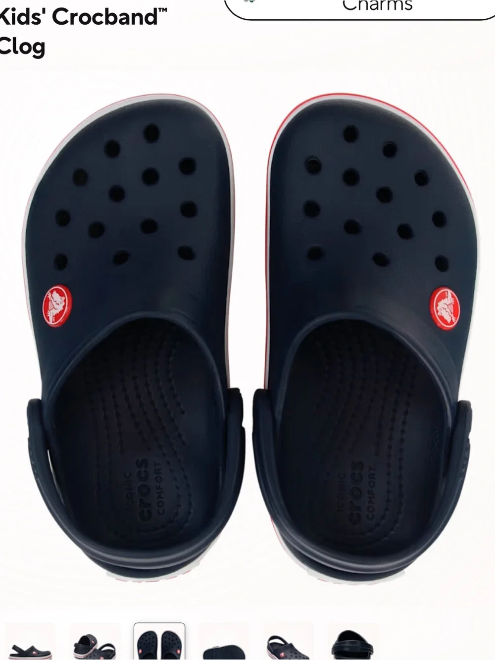CROCS Kids' Crocband Clog Unisex Shoes Navy with Red Accent Sz C 11